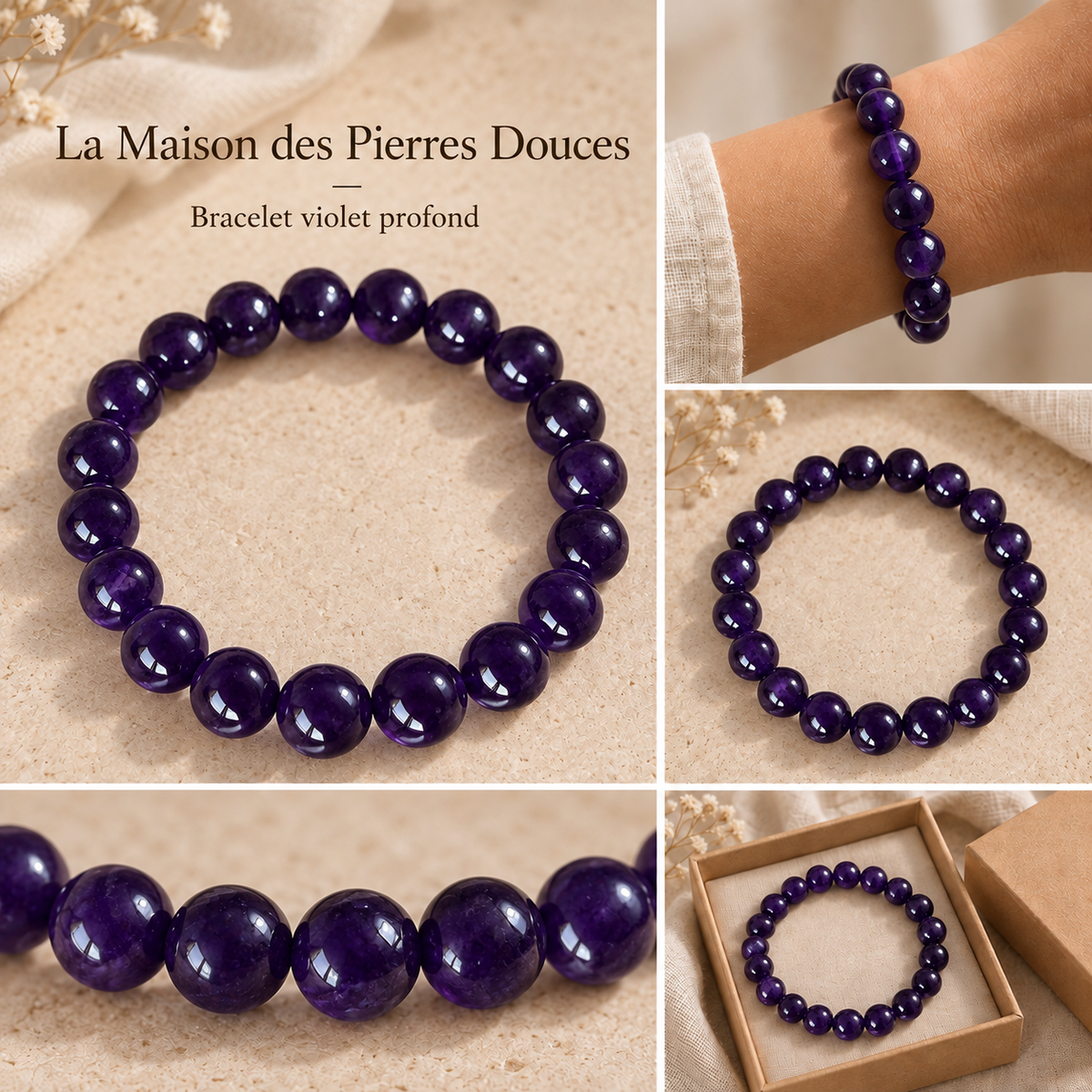 Bracelet améthyste 8 mm