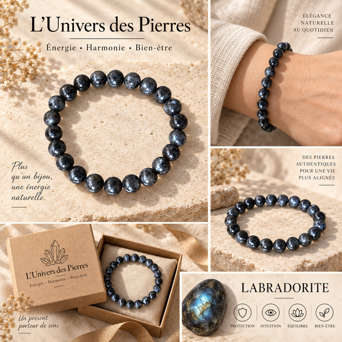 Bracelet Labradorite en pierre naturelle — protection et intuition