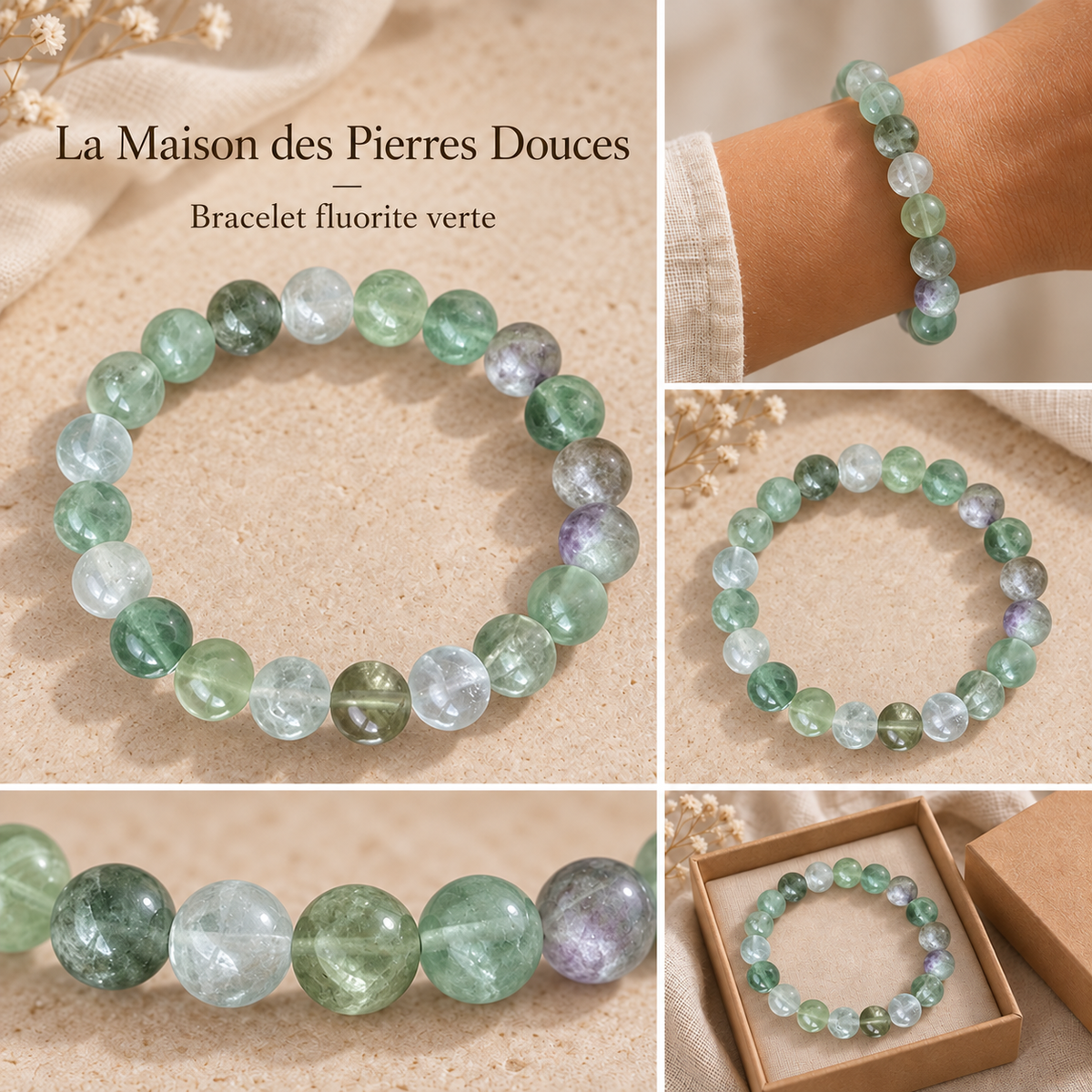 Bracelet fluorite verte 8 mm